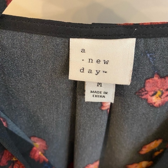 Womens A New Day black dress with pink flowers, medium, fit and flare - Picture 4 of 4